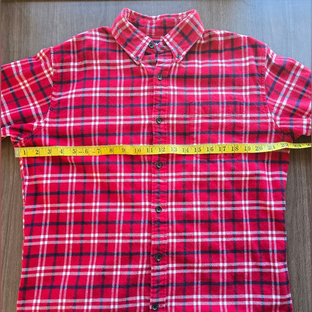 Lands' End Women's Red and White Plaid Button Down Shirt Cotton Fall Winter Med. - Picture 7 of 8